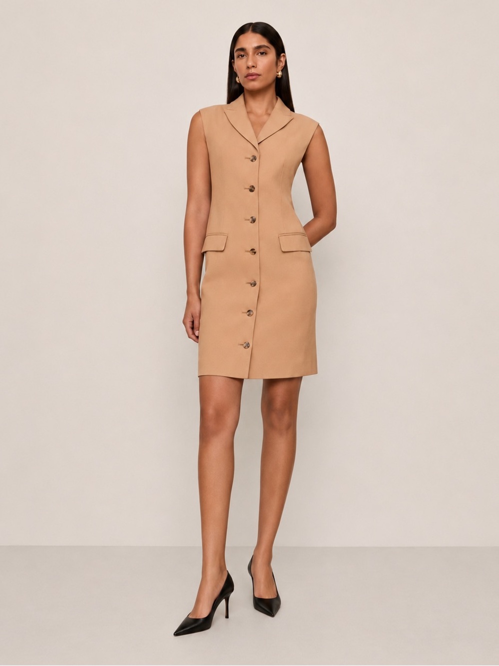 Ann Taylor Blazer Dress | The Peak Lapel - Tan | Spring Workwear